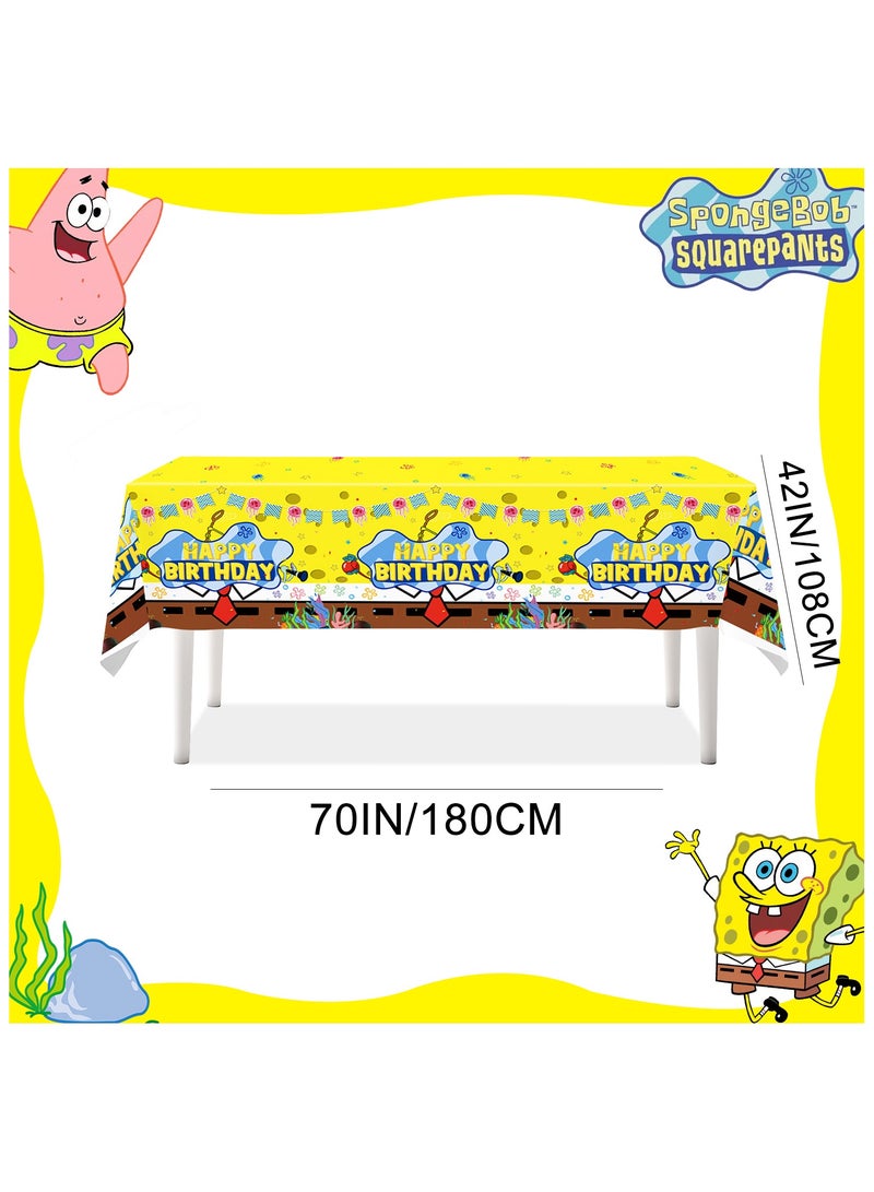 ILovhaprty 3pcs SpongeBob Birthday Party Supplies - 42" x 70" SpongeBob Tablecloth, SpongeBob Tablecloth for Boys/Girls Children's SpongeBob Birthday, SpongeBob Themed Party Supplies - Image 3