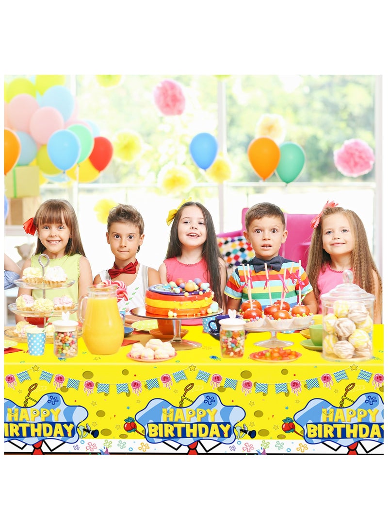 ILovhaprty 3pcs SpongeBob Birthday Party Supplies - 42" x 70" SpongeBob Tablecloth, SpongeBob Tablecloth for Boys/Girls Children's SpongeBob Birthday, SpongeBob Themed Party Supplies - Image 4