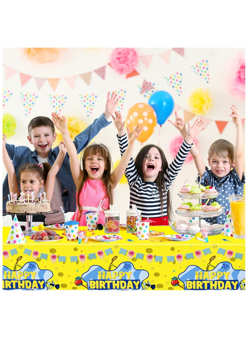ILovhaprty 3pcs SpongeBob Birthday Party Supplies - 42" x 70" SpongeBob Tablecloth, SpongeBob Tablecloth for Boys/Girls Children's SpongeBob Birthday, SpongeBob Themed Party Supplies - Image 5