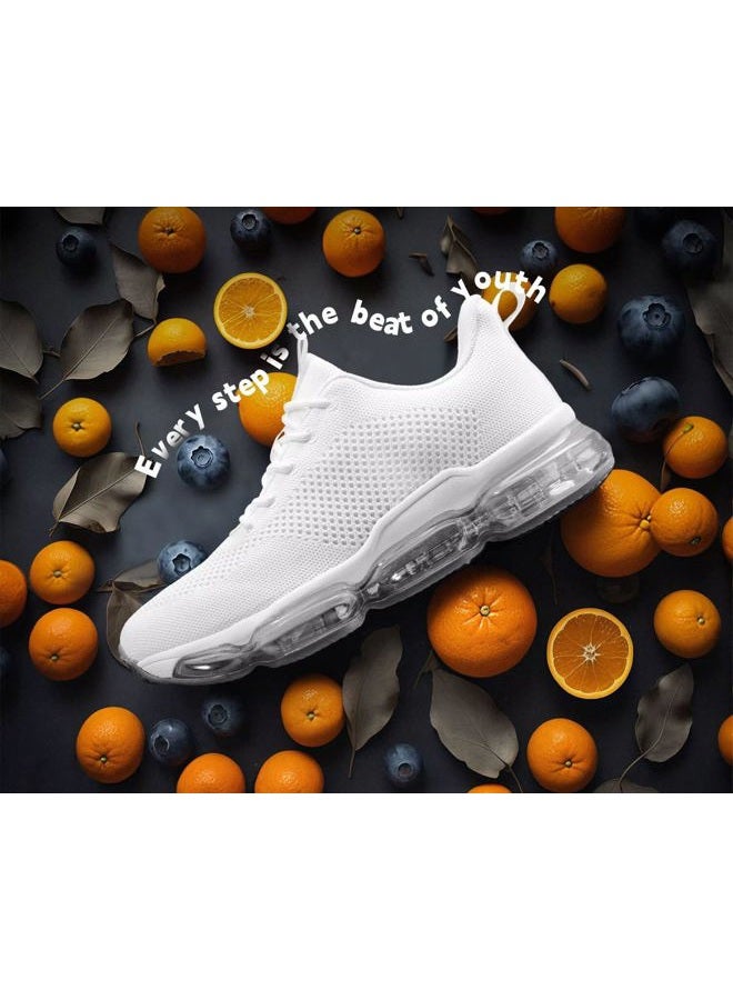 Socviis Men's Air Cushion Running Shoes Breathable Tennis Fashion Sneakers Non Slip Workout Casual Sport Shoes Gym Training Comfortable Walking Shoes, X-white, 6.5 - Image 3