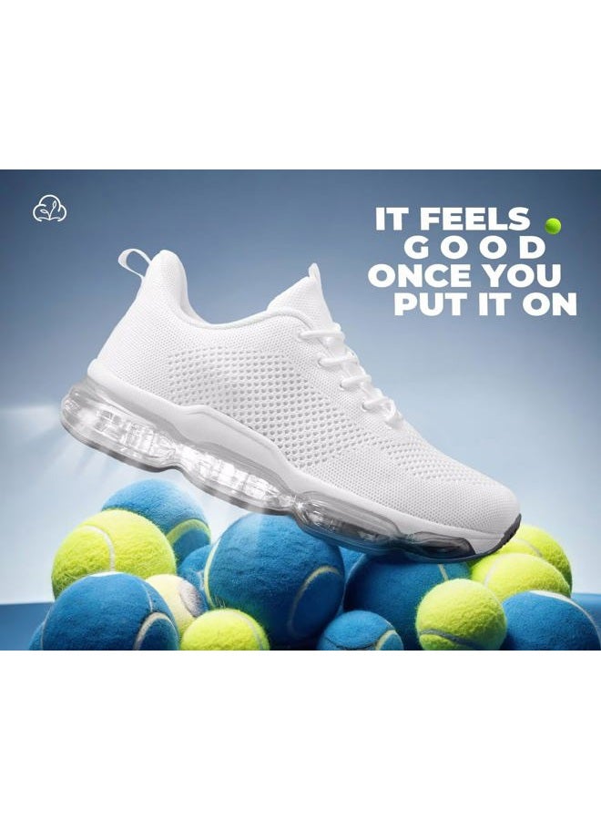 Socviis Men's Air Cushion Running Shoes Breathable Tennis Fashion Sneakers Non Slip Workout Casual Sport Shoes Gym Training Comfortable Walking Shoes, X-white, 6.5 - Image 4