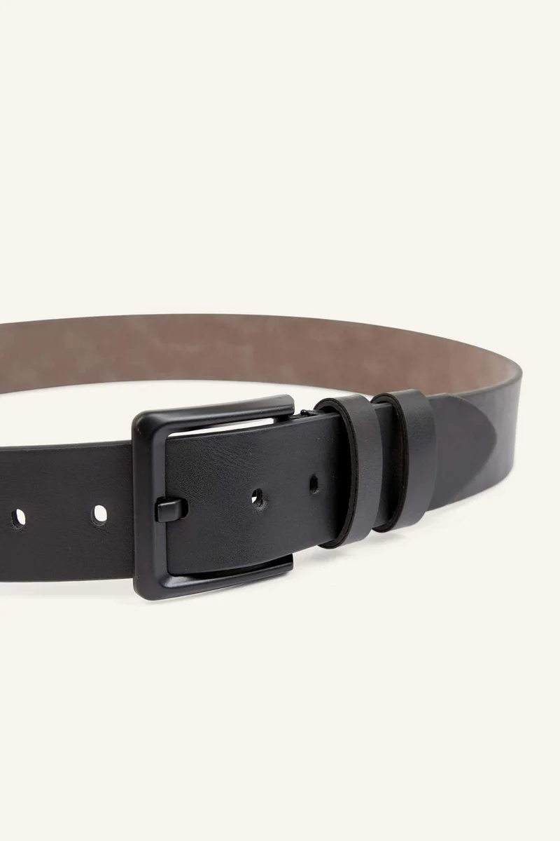 ديفاكتو Man Rectangle Clasp Faux Leather Classic Belt