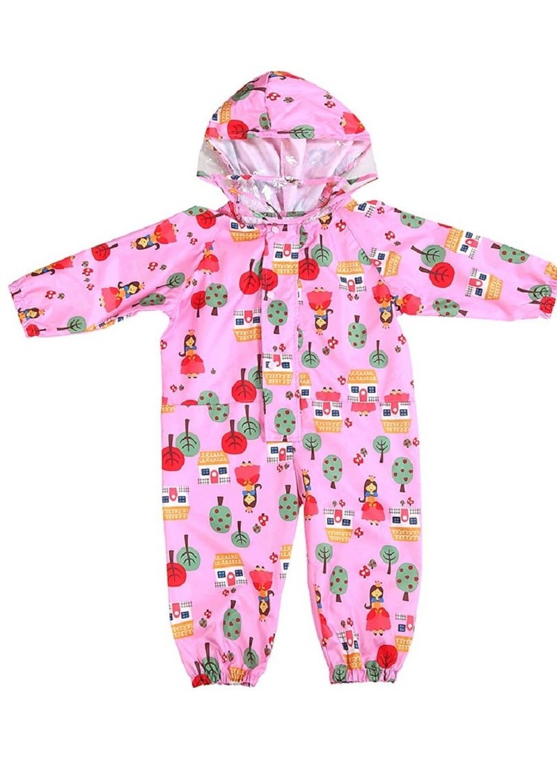 Loquat One Piece Children's Raincoat Full Picture Printed Thin Hooded Poncho  - Image 1