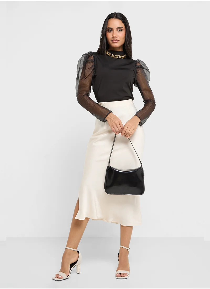 ELLA Satin Skirt with Slit