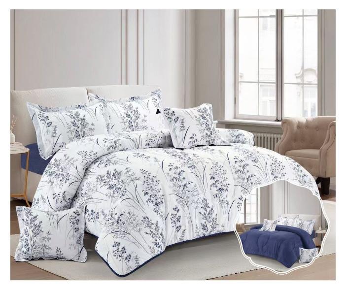 بلو سكاي طقم لحاف نفرين نظام وجهين مفرش مكون من ٦ قطع , لحاف بحشوة ٦ قطع , مايكروفايبر100% لحاف مقاس 260 في 240 سم - Image 1