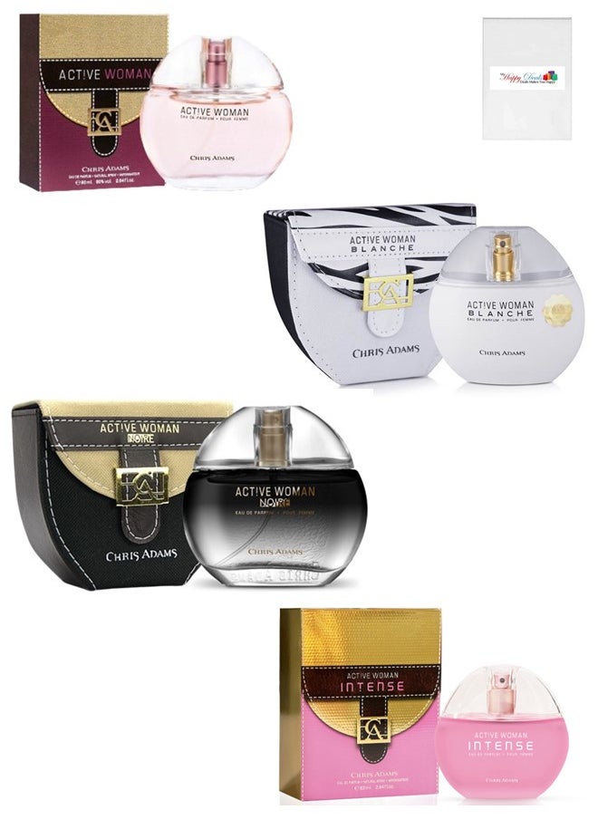 Chris Adams Set of 4 Chris Adams Perfumes Active Woman Noire Blanche Intense Eau De Parfum  - Image 1