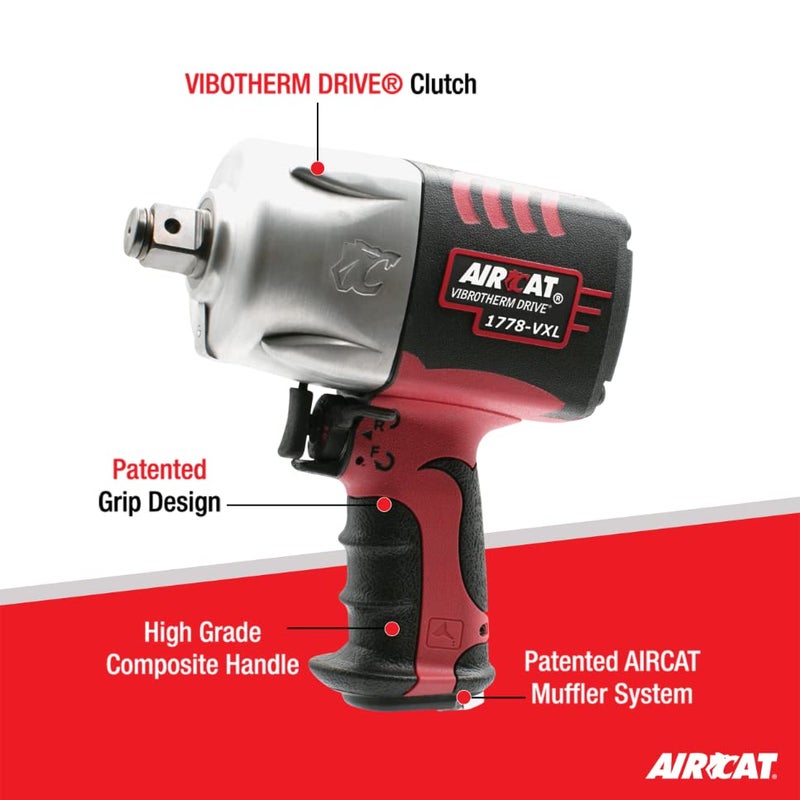 AIRCAT Pneumatic Tools 1778-VXL 3/4-Inch Vibrotherm Drive Composite Impact Wrench : Ergonomic Impact Wrench : Compact & Low Weight Pneumatic Power Tool - Image 2