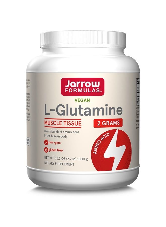 jarrow formulas L-جلوتامين 2 جرام - 2.2 رطل مسحوق - حوالي 500 حصة - يدعم أنسجة العضلات والدعم المناعي - حمض أميني لصحة الجهاز الهضمي والصحة العامة - مكمل غذائي - نباتي - خالي من الغلوتين - Image 1