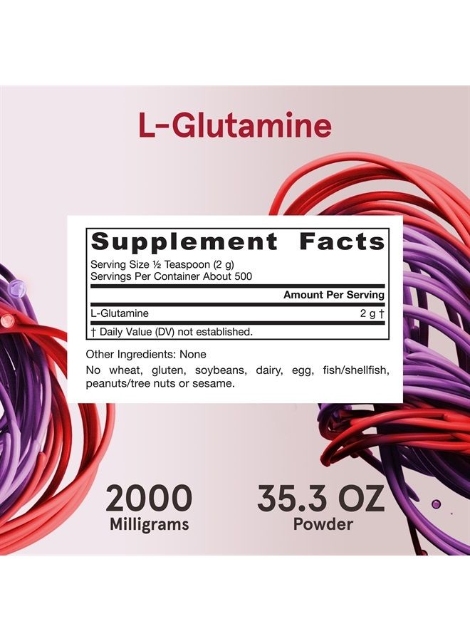 jarrow formulas L-جلوتامين 2 جرام - 2.2 رطل مسحوق - حوالي 500 حصة - يدعم أنسجة العضلات والدعم المناعي - حمض أميني لصحة الجهاز الهضمي والصحة العامة - مكمل غذائي - نباتي - خالي من الغلوتين - Image 3