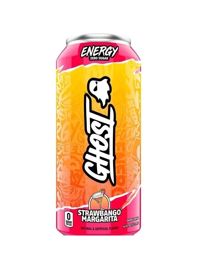 Ghost Energy Drink Strawbango Margarita Flavor 473ml Pack of 12 - Image 2