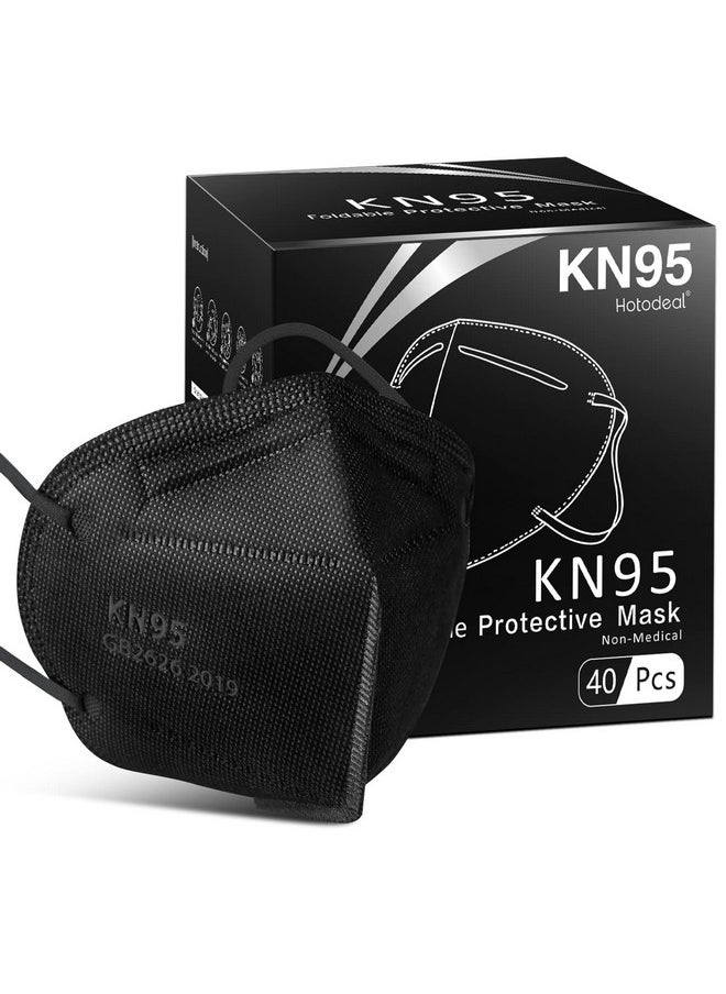 هوتو ديل قناع وجه Hotodeal KN95، 40 قطعة، أسود، KN95، قناع غبار مكون من 5 طبقات، للرجال والنساء والعاملين في مجال الرعاية الصحية/الأساسيين  - Image 1
