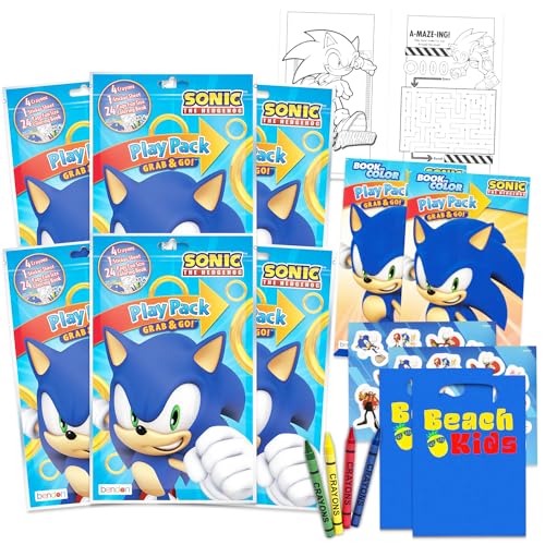 Bendon Sonic Birthday Party Favors and Supplies Set Bundle with 6 Sonic Activity Play Packs for Boys Girls with Mini Coloring Books Loot Bags and More Sonic the Hegehog Party Favors for Kids - Image 1