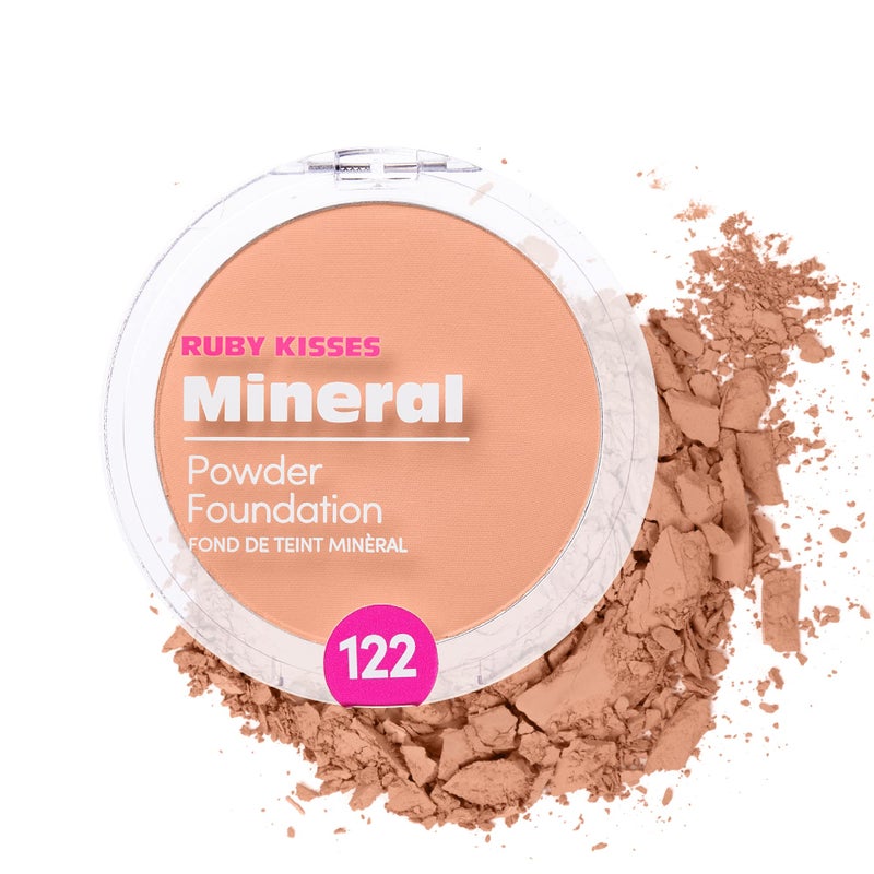 Ruby Kisses Mineral Pressed Powder Foundation Medium to Full Coverage Natural Finish 035 Ounce Creamy Beige
