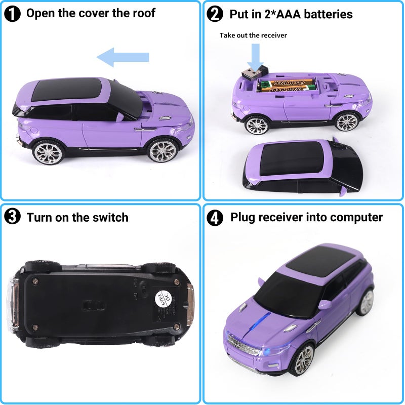 elec Space Wireless Mouse Car Computer Mouse for PC Laptop (Purple) - Image 5