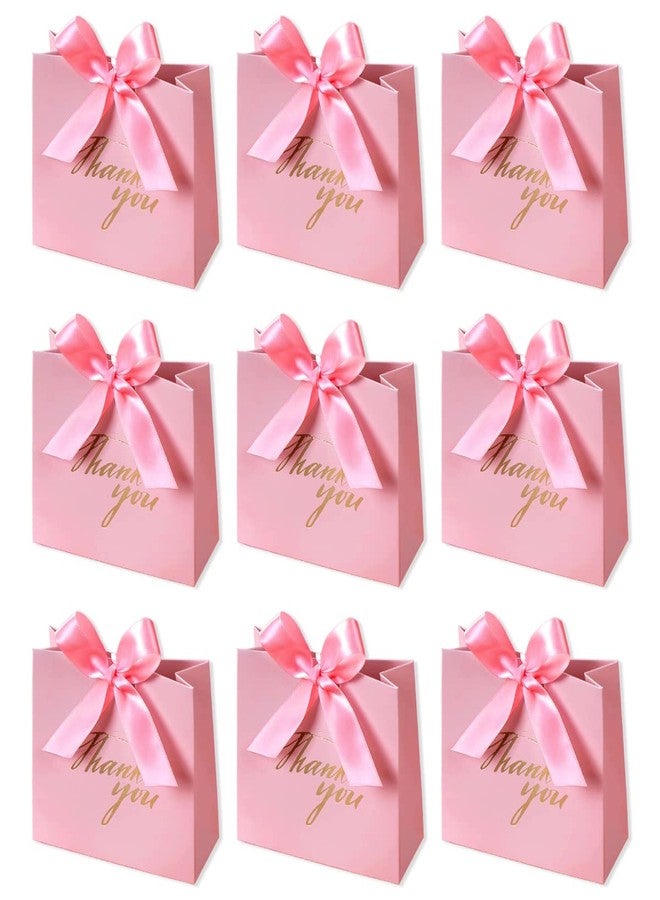 DECHISY 24Pack Small Thank You Party Favor Bags Treat Boxes with Rose Red Bow Ribbon, Pink Pattern Paper Gift Bags Bulk for Wedding Baby Shower Business Party Supplies - Image 1