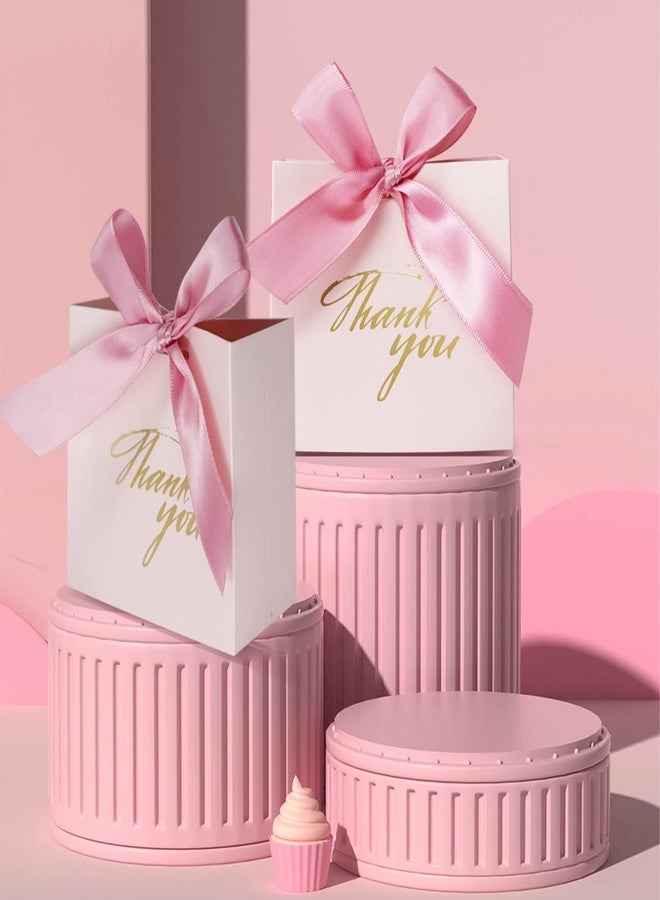 DECHISY 24Pack Small Thank You Party Favor Bags Treat Boxes with Rose Red Bow Ribbon, Pink Pattern Paper Gift Bags Bulk for Wedding Baby Shower Business Party Supplies - Image 5