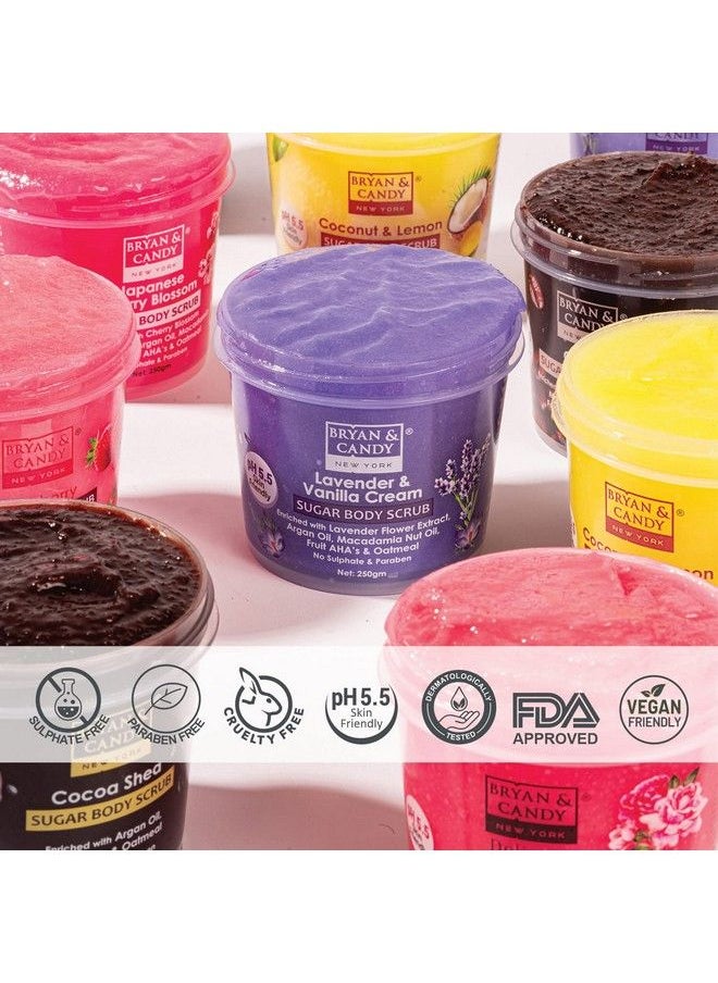 BRYAN & CANDY Sugar Body Scrub Ph 5.5 For Tan Removal & Exfoliation; For Women & Men; 250G (Lavender & Vanilla Cream)  - Image 5