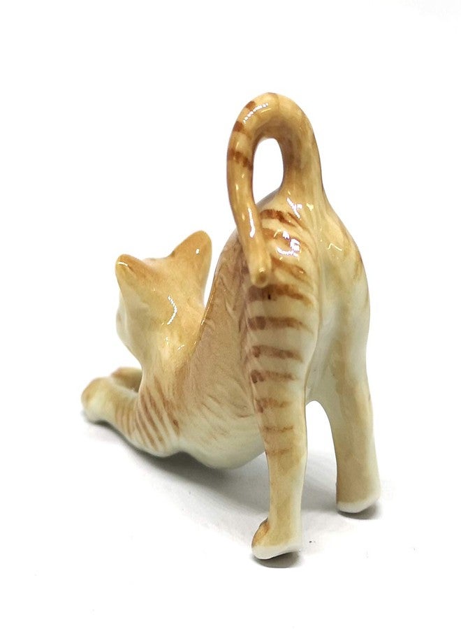 ZOOCRAFT Miniature Collectible Ceramic Brown Cute Cat Figurine Dollhouse Handmade - Image 4