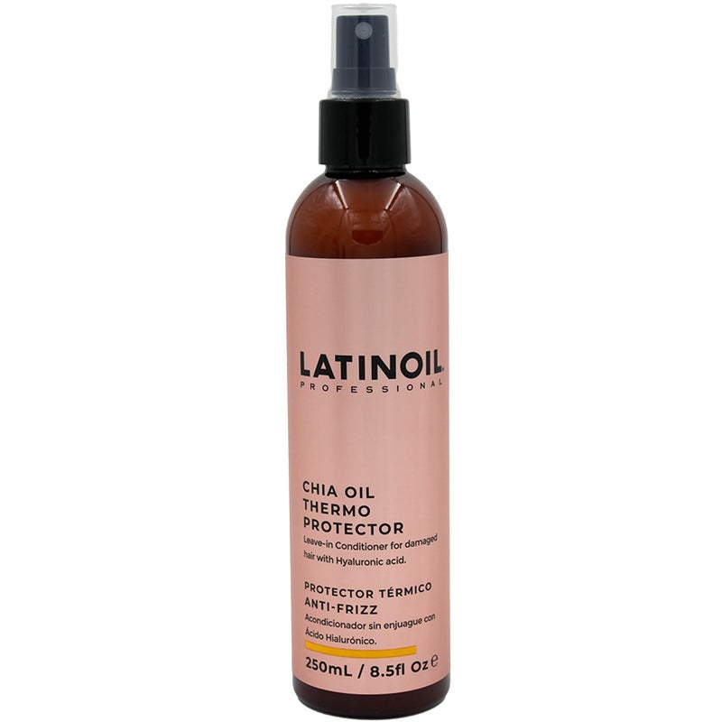 LATINOIL Chia Oil Heat Protectant Spray For Hair Hair Thermal Protection Shield From Heat Leave In Conditioner Anti Frizz Moisturizer 8 Oz