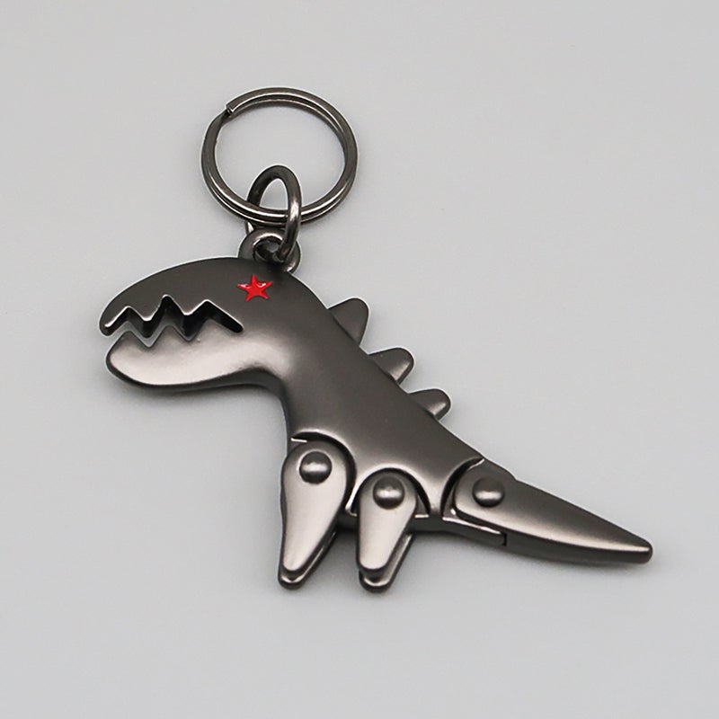 Little Dinosaur Genuine Leather Car Keychain Matte Cowhide Lanyard Creative Braided Rope Key Holder Vintage Style - Image 2