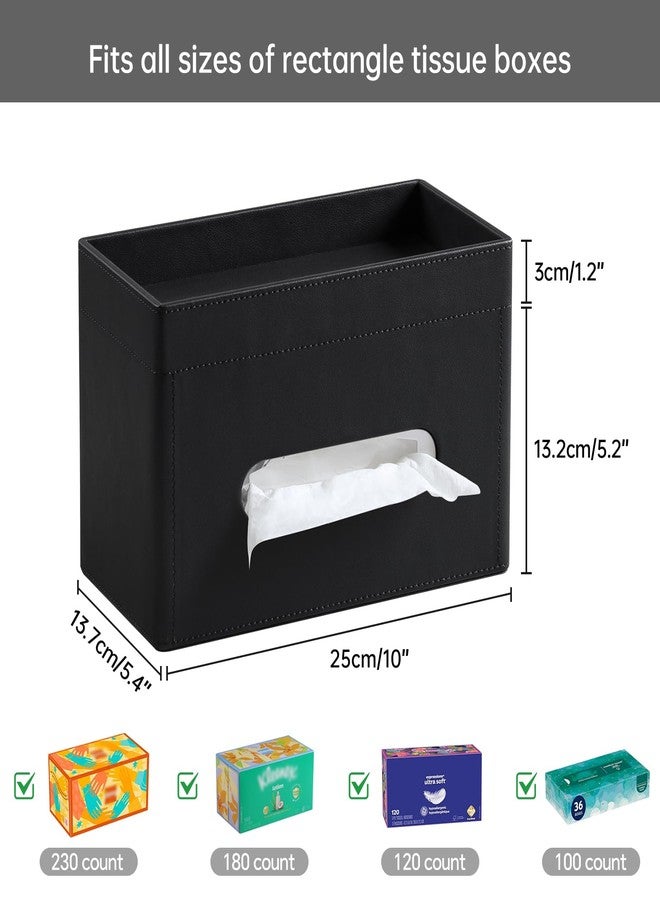 MEIBOOCH Plus Size Tissue Box Cover Rectangle, PU Leather Tissue Box Holder with Storage Tray, Decorative Organizer Tissue Holder for Bathroom, Bedroom Dresser, Night Stand, Office (Black) - Image 5