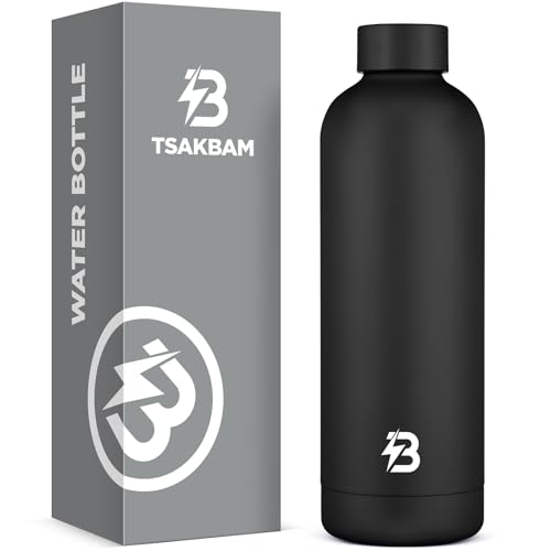 Insulated Water Bottle with Lid 25 oz Reusable LeakProof Metal Stainless Steel Water Bottles for Travel Sports Gym Outdoor Black