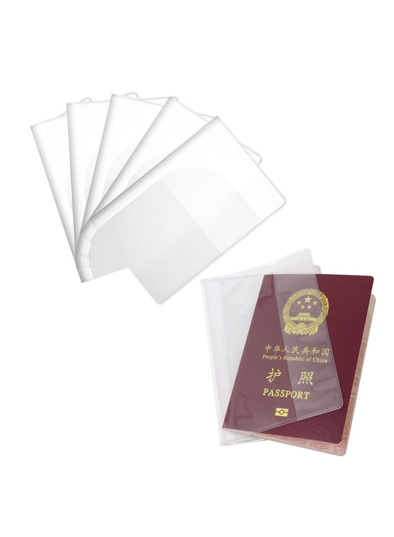 5 Pack, Clear Plastic, Universal Size Passport Holder Cover with Extra Card Slots for CN, US, UK and Other Standard Size Passports - Image 1