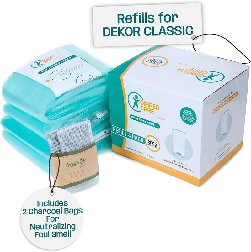 Jasclair Refill Bags Compatible with Dekor Classic Diaper Pail (4 Pack) | Baby Powder Scent | Multi-Layer Odor-Locking Liners | Leak-Resistant | Not for Dekor Plus - Image 4