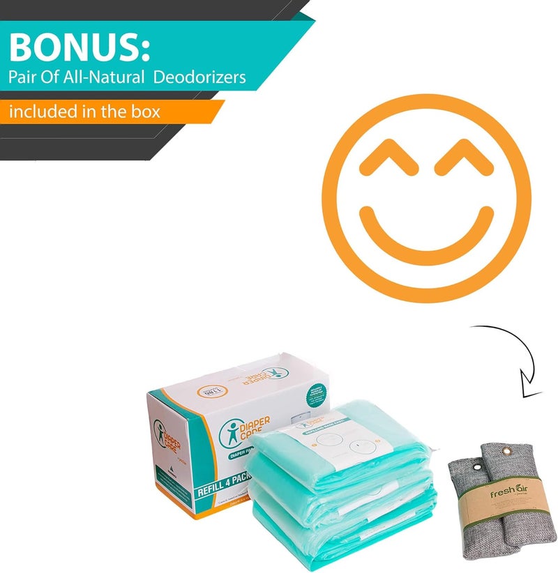 Jasclair Refill Bags Compatible with Dekor Classic Diaper Pail (4 Pack) | Baby Powder Scent | Multi-Layer Odor-Locking Liners | Leak-Resistant | Not for Dekor Plus - Image 2