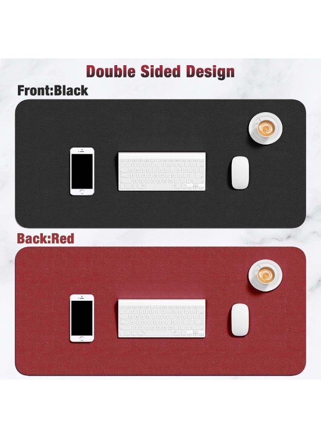 Desk Pad, 31.5" x 15.7" Dual Side PU Leather Desk Mat, Waterproof Non-Slip Desktop Blotter Protector, Large Mouse Pad for Laptop Keyboard Office Home, Black and Red - Image 2