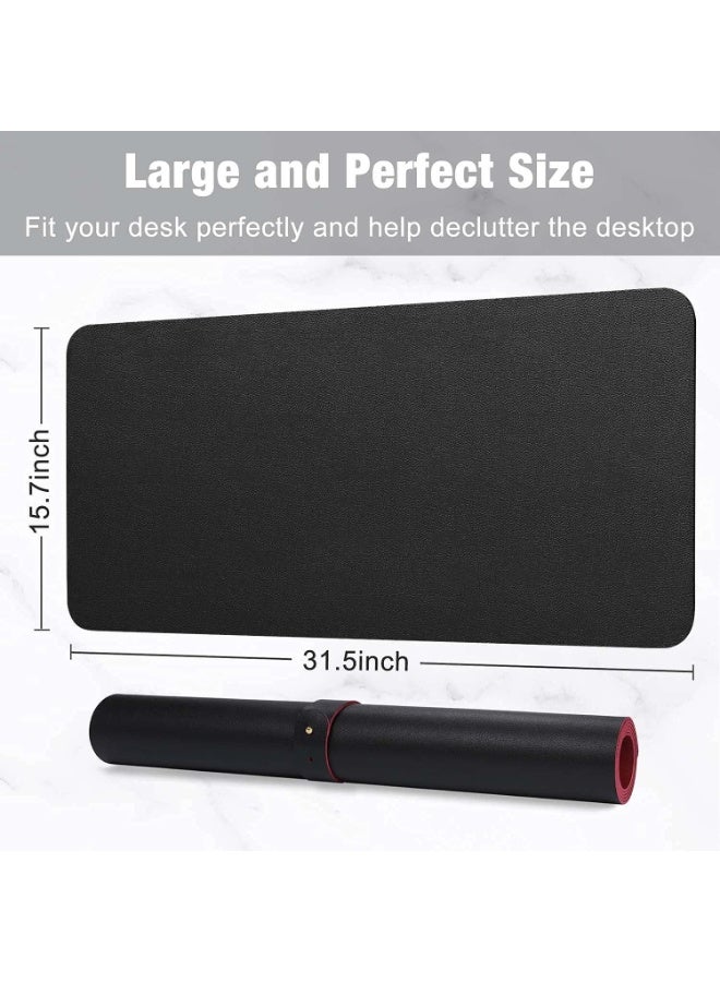 Desk Pad, 31.5" x 15.7" Dual Side PU Leather Desk Mat, Waterproof Non-Slip Desktop Blotter Protector, Large Mouse Pad for Laptop Keyboard Office Home, Black and Red - Image 1
