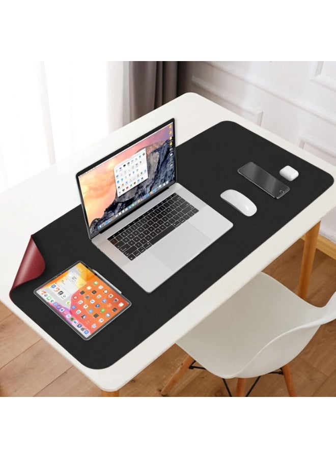 Desk Pad, 31.5" x 15.7" Dual Side PU Leather Desk Mat, Waterproof Non-Slip Desktop Blotter Protector, Large Mouse Pad for Laptop Keyboard Office Home, Black and Red - Image 3