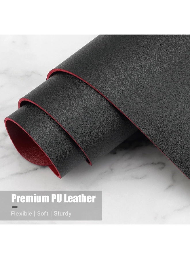 Desk Pad, 31.5" x 15.7" Dual Side PU Leather Desk Mat, Waterproof Non-Slip Desktop Blotter Protector, Large Mouse Pad for Laptop Keyboard Office Home, Black and Red - Image 5