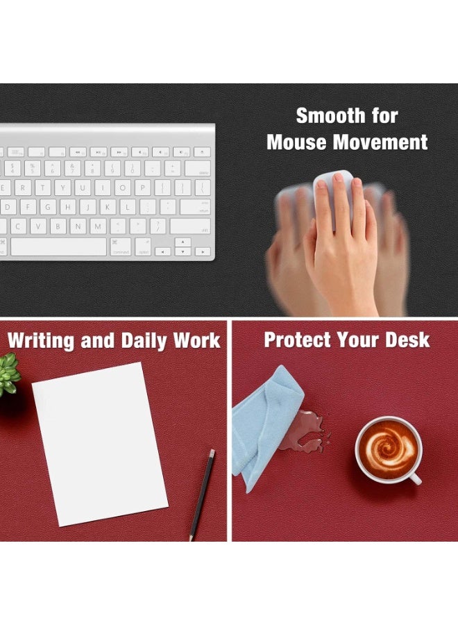 Desk Pad, 31.5" x 15.7" Dual Side PU Leather Desk Mat, Waterproof Non-Slip Desktop Blotter Protector, Large Mouse Pad for Laptop Keyboard Office Home, Black and Red - Image 4