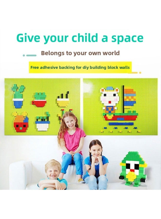 Large Particle Building Blocks Wall-Hanging Puzzle Household Wall-Mounted Assembled Toys For Boys And Girls Children-Color:775 Large Particle Building Block Wall Set (green) A Square - Image 4