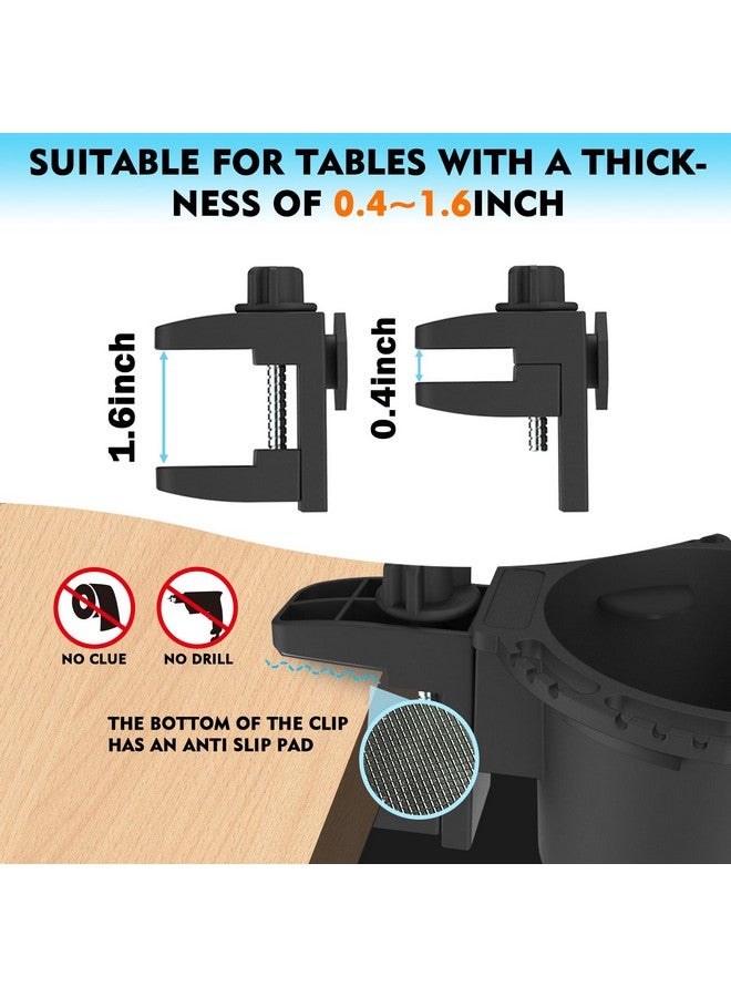 EDSRDUX Desk Cup Holder, Anti-Spill Table Cup Holder for Water Bottles, Wheelchairs, Workstations, Gaming Desk Accessories. (Black, Large) - Image 2
