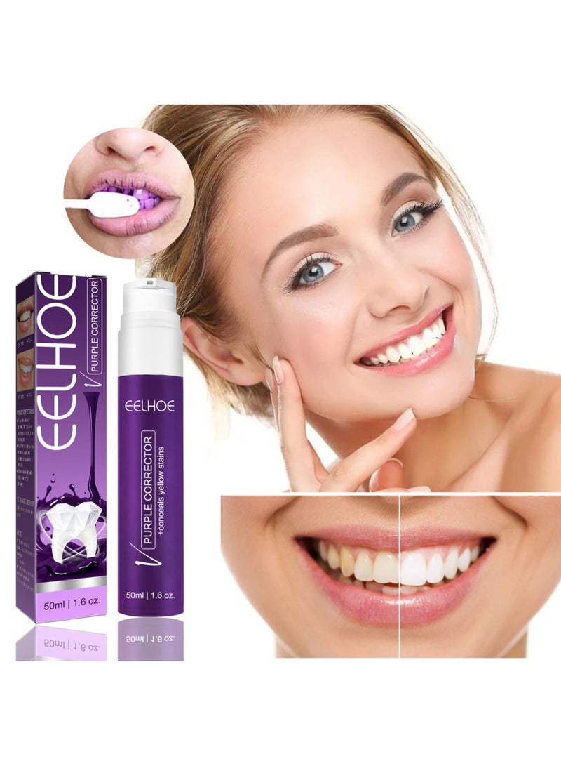 EELHOE معجون أسنان أرجواني لتبييض الأسنان | معجون أسنان لتنظيف الأسنان 50 مل | معجون أسنان لتبييض الأسنان والعناية بمينا الأسنان V34 لإزالة البقع وتقليل اصفرار الأسنان - Image 2