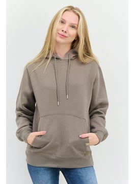 Women Hooded Plain Sweatshirt, Grey