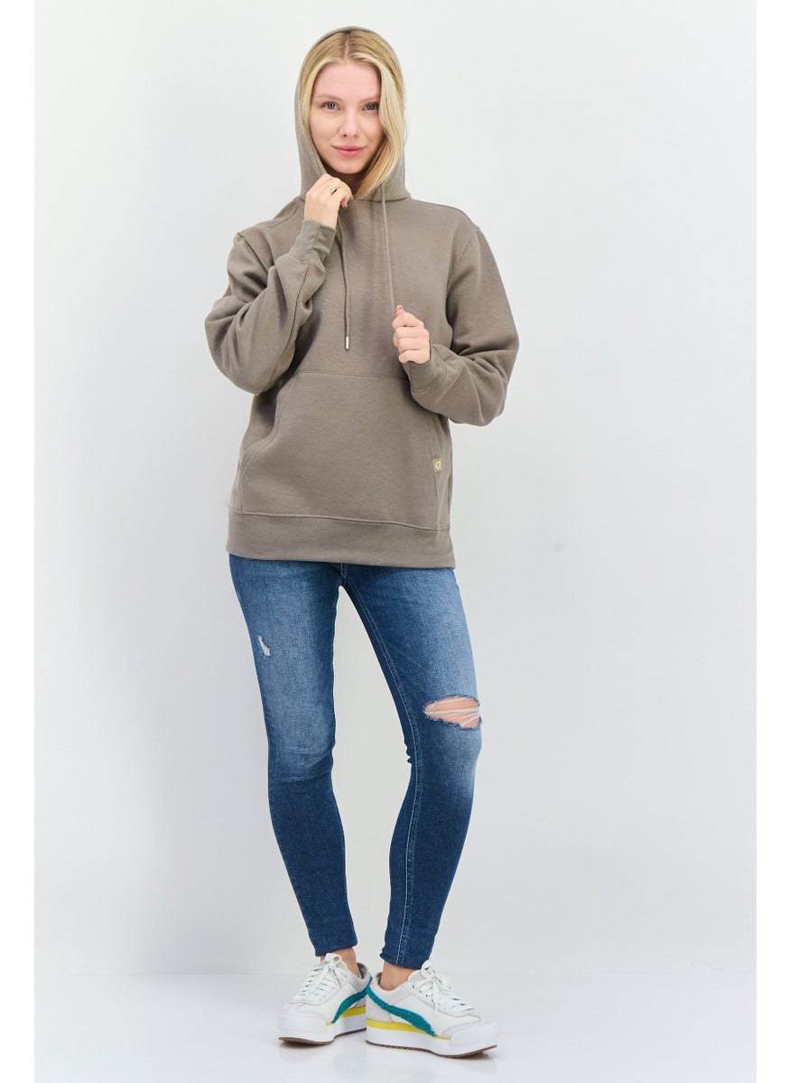 JUICE - Women Hooded Plain Sweatshirt, Grey - Image 1