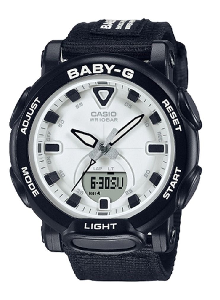 ساعة نسائية بيبي جي رقمية تناظرية حزام قماش BGA-310C-1ADR.