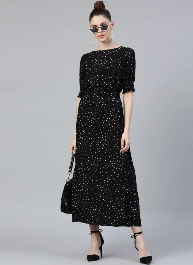 STREET 9 Black Geometric Printed Maxi Dress for Women