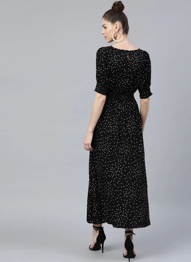 STREET 9 Black Geometric Printed Maxi Dress for Women