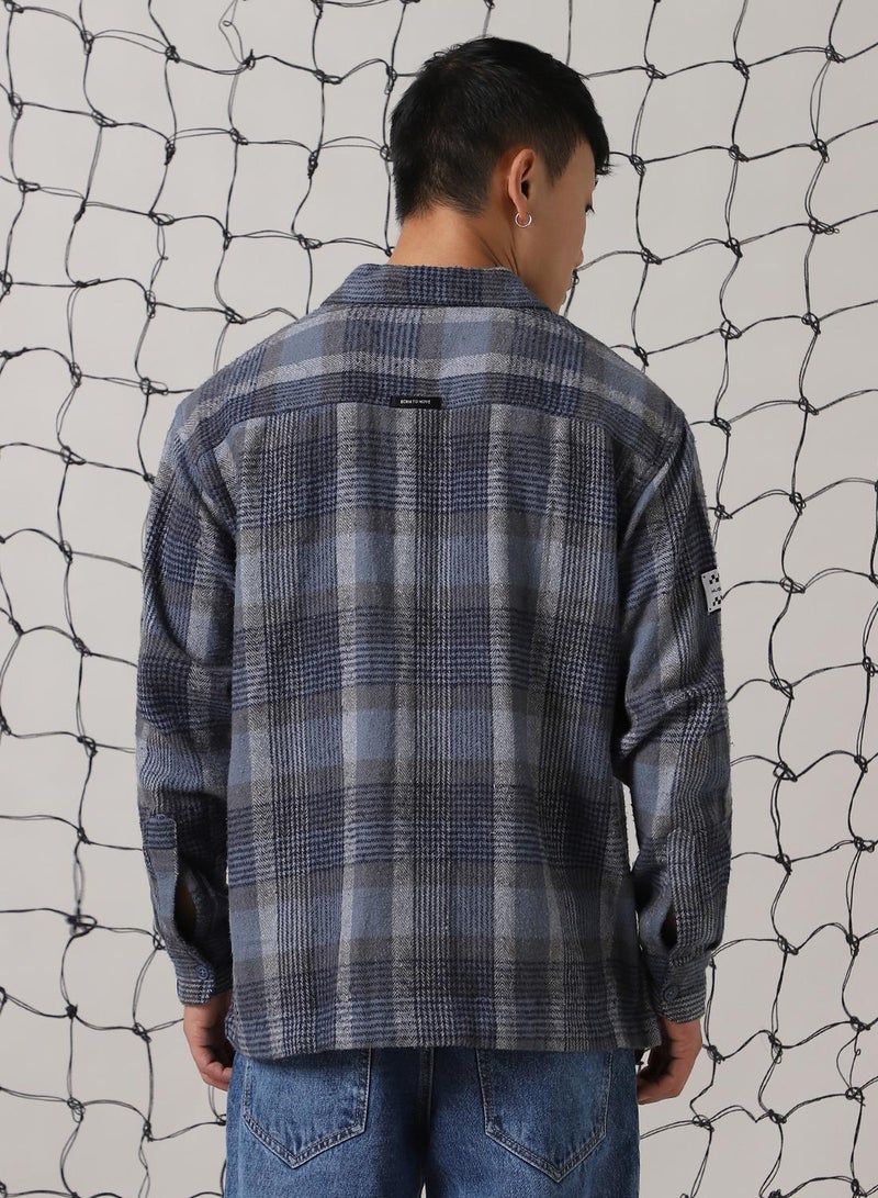 Hubberholme Men's Multicoloured 100% Cotton Checkered Oversized Shacket - Image 3