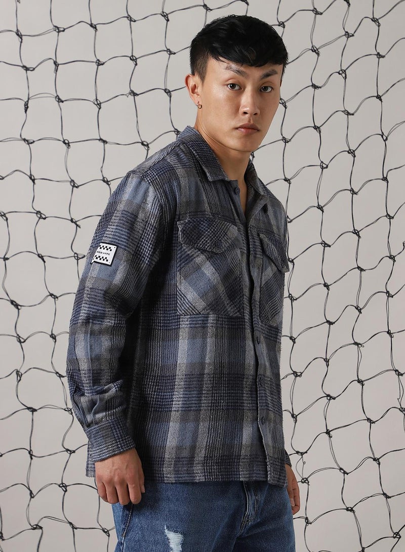 Hubberholme Men's Multicoloured 100% Cotton Checkered Oversized Shacket - Image 2