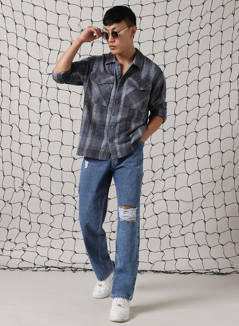 Hubberholme Men's Multicoloured 100% Cotton Checkered Oversized Shacket - Image 5
