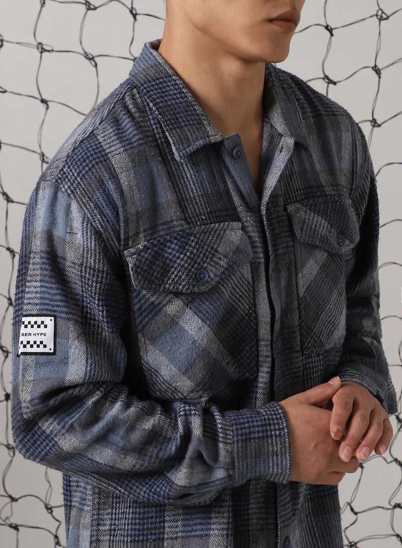 Hubberholme Men's Multicoloured 100% Cotton Checkered Oversized Shacket - Image 4