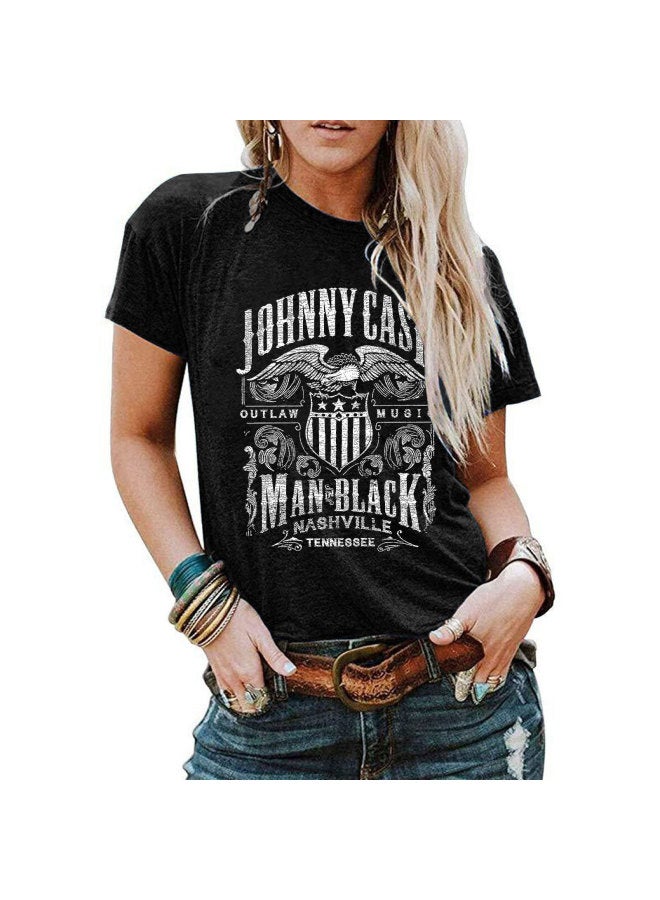 Women's Short-sleeved T-shirt Top Summer Cartoon Printed Round Neck Loose Short-sleeved T-shirt Top