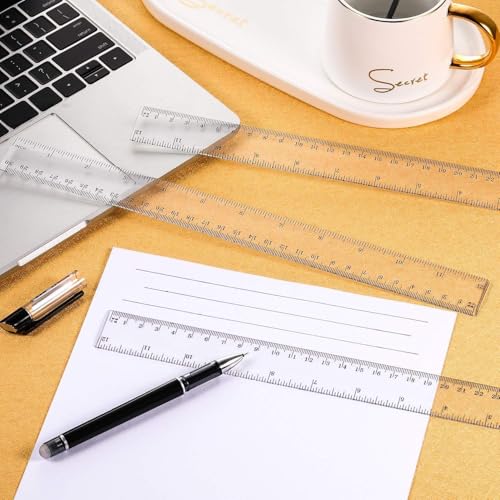 Chuangdi 20 Pieces 12 Inch Rulers Bulk Plastic Colorful Rulers for Kids Student Classroom School Office(Clear Color,Classic) - Image 4