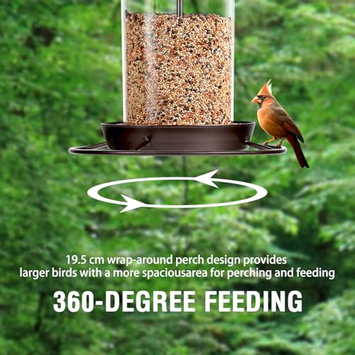 Youvip Metal Bird Feeder for Outdoors Hanging,3.0LB Seed Feeder,Easy to Fill & Clean,360° Feeding,Weatherproof Roof for Gardens and Wild Birds,Brown - Image 3