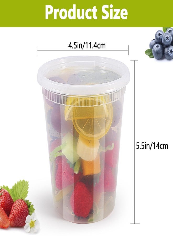 CLRBEATTY 50 Pack 32oz Plastic Deli Food Storage Containers with Lids, Leak Proof Clear Soup Containers, Meal Prep Containers, Microwave Dishwasher Freezer Safe - Image 2